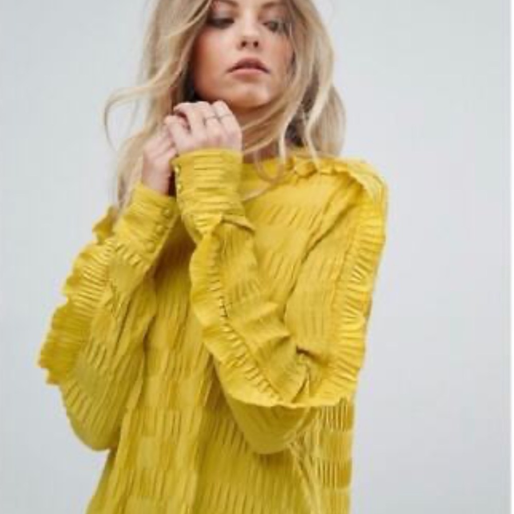 Y.A.S Yellow Long Sleeve Dress Size 8 - Picture 3 of 4